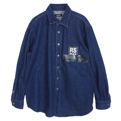 RAF SIMONS ラフシモンズ その他トップス 17SS 10032-00044 CARRY OVER DENIM SHIRT ロゴパッチ デニムシャツ インディゴブルー系 M【中古】
