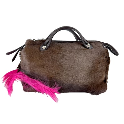 フェンディ FENDI ハンドバッグ ショルダーバッグ バイ ザ ウェイ ミディアム ハラコ/レザー ブラウン レディース 8BL124-Z69【中古】 z9471