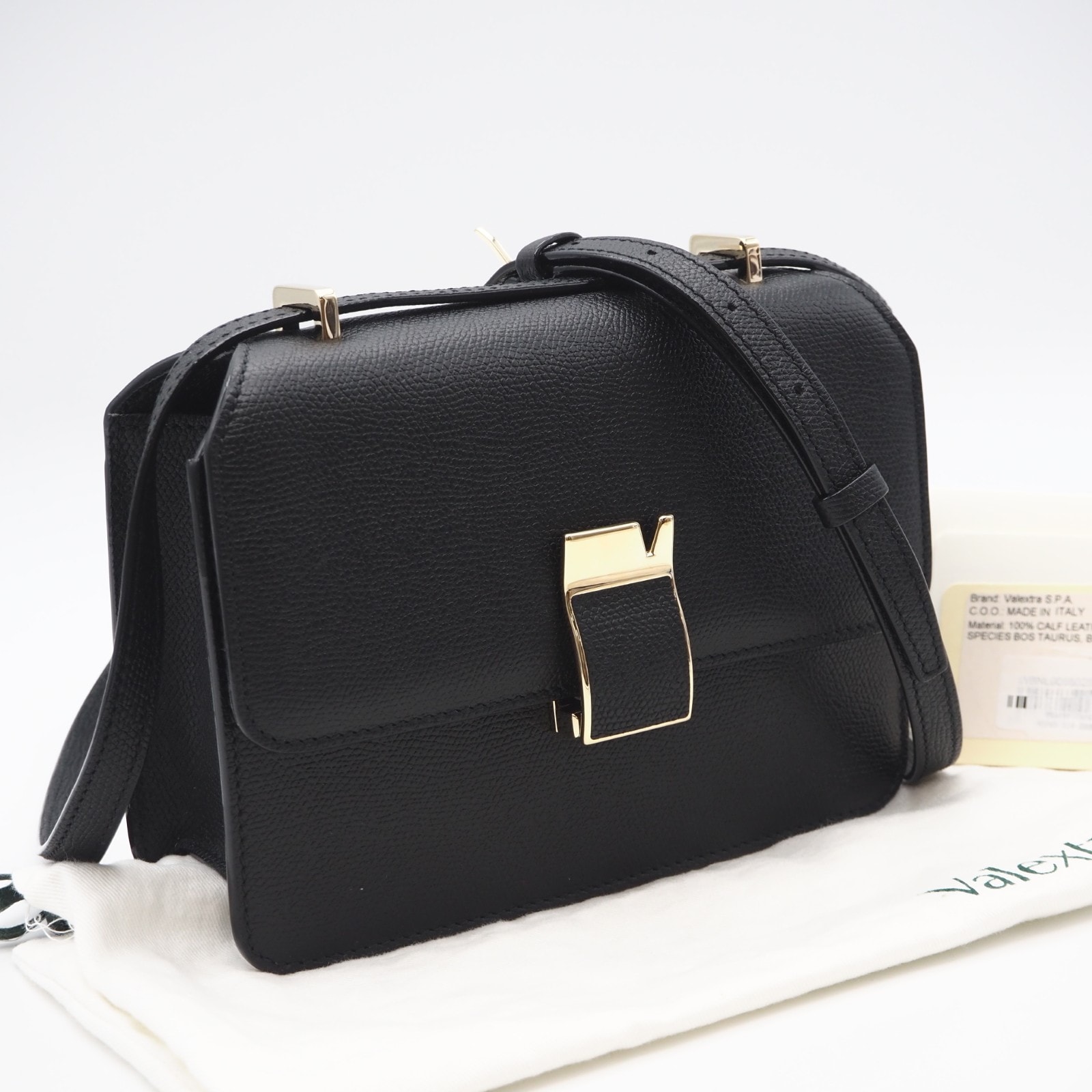 極美品 Valextra ヴァレクストラ ノーロ スモール ショルダーバッグ WBNL0065028LOC99 ショルダーバッグ ブラック カーフレザー レディース