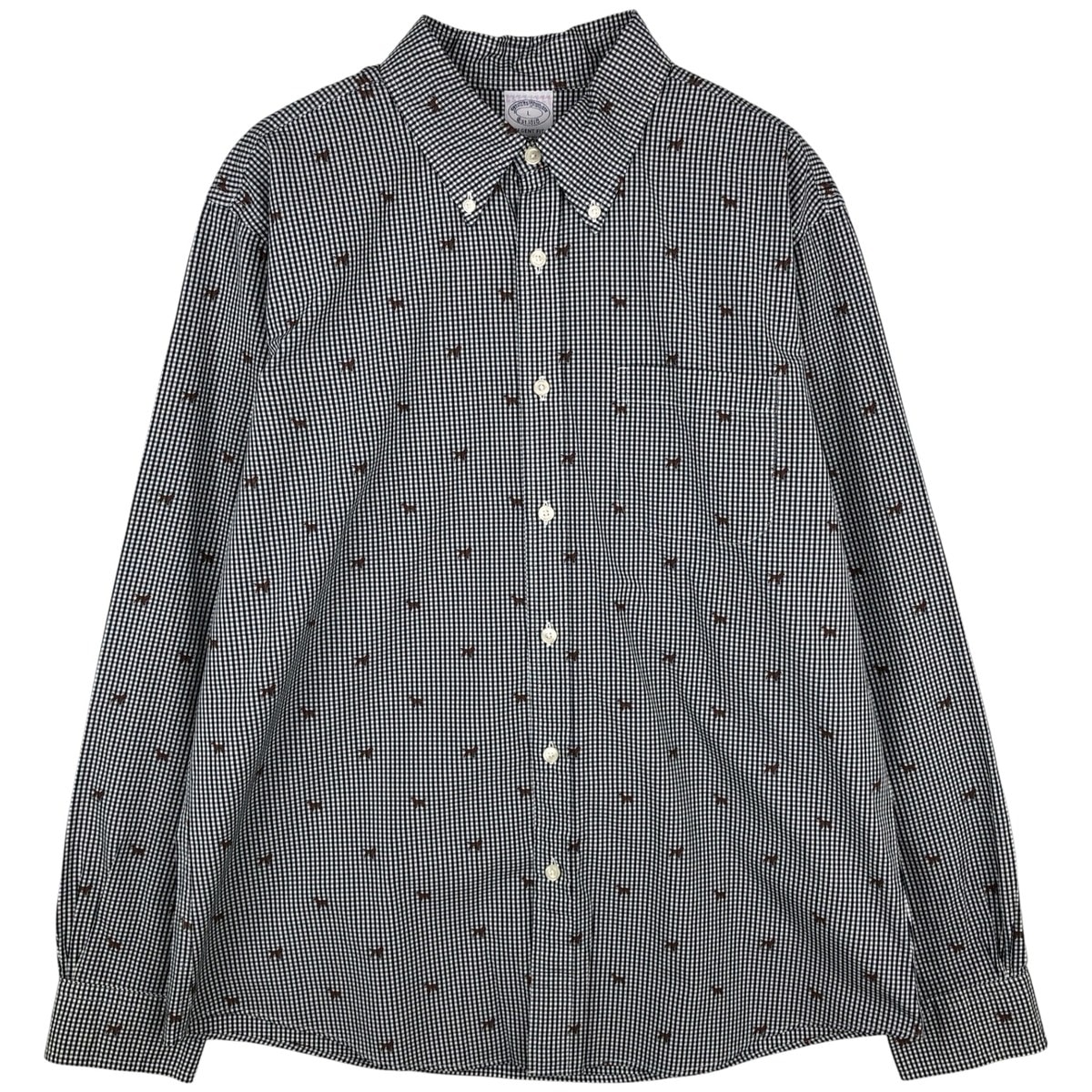 古着 ブルックスブラザーズ Brooks Brothers Est.1818 REGENT FIT 犬柄 長袖 ボタンダウンチェックシャツ メンズL相当/rab181179
