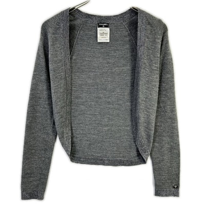 シャネル 08A P3447K01004 ラメ カシミヤ混 カーディガン/ボレロ 34
