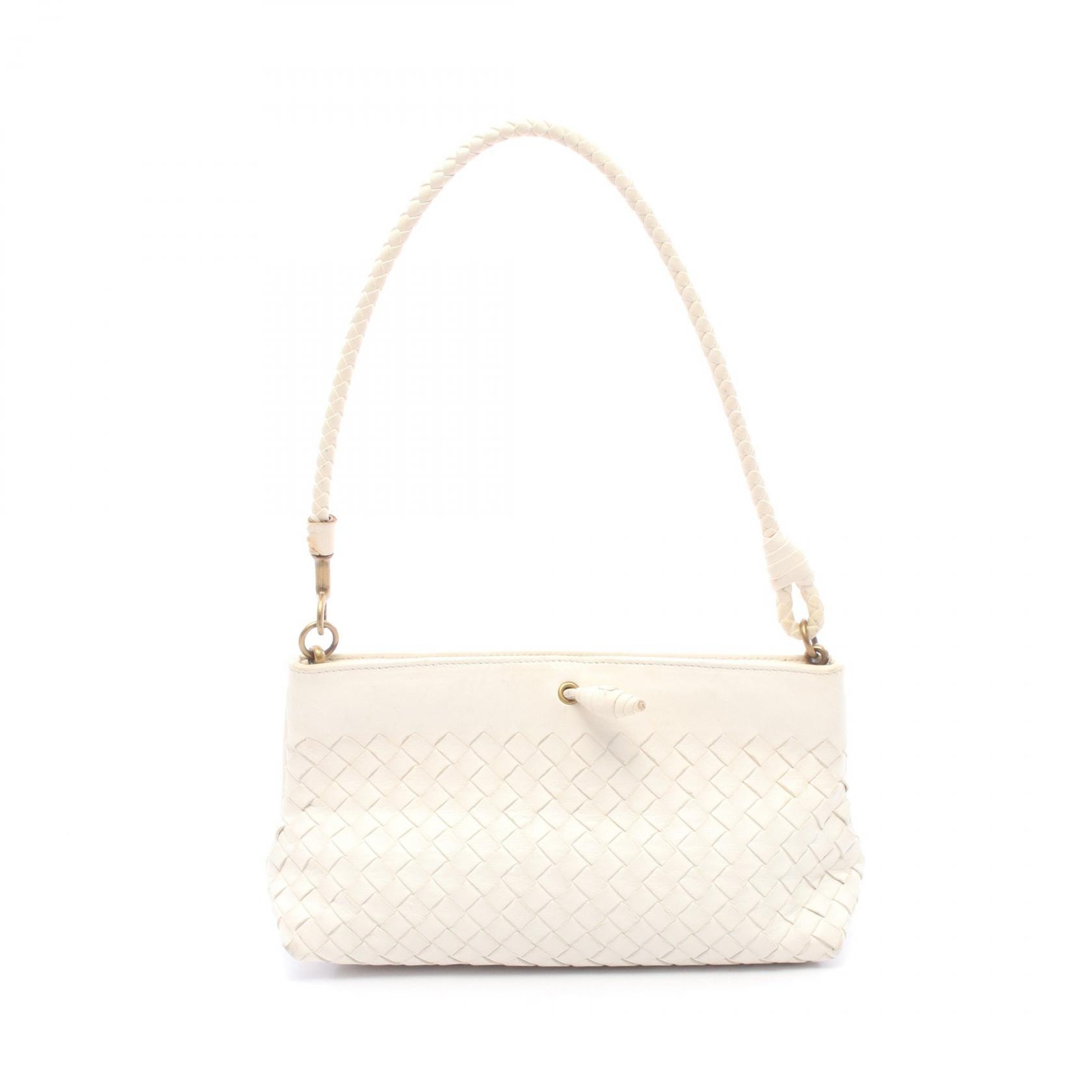ボッテガヴェネタ BOTTEGA VENETA イントレチャート ショルダーバッグ バッグ レザー レディース ホワイト系 120773 【中古】