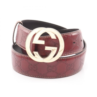 グッチ GUCCI インターロッキングG グッチシマ ベルト 衣料品 レザー レディース ボルドー系 【中古】