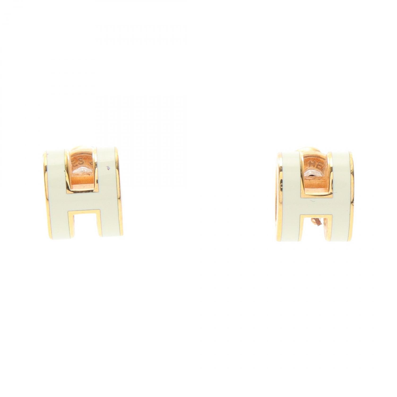 エルメス HERMES MINI POP H ミニポップアッシュ イヤリング ジュエリー GP(ゴールドメッキ) ゴールド レディース アイボリー系 / ゴールド系 【中古】
