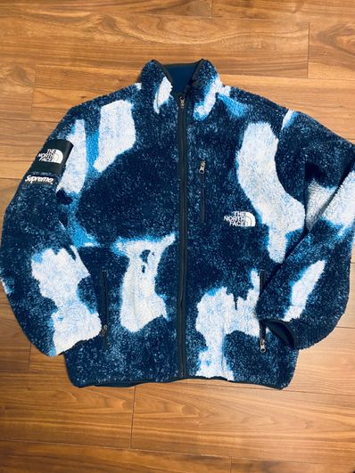Supreme x The North Face Bleached Denim Print Fleece Jacket "Indigo"