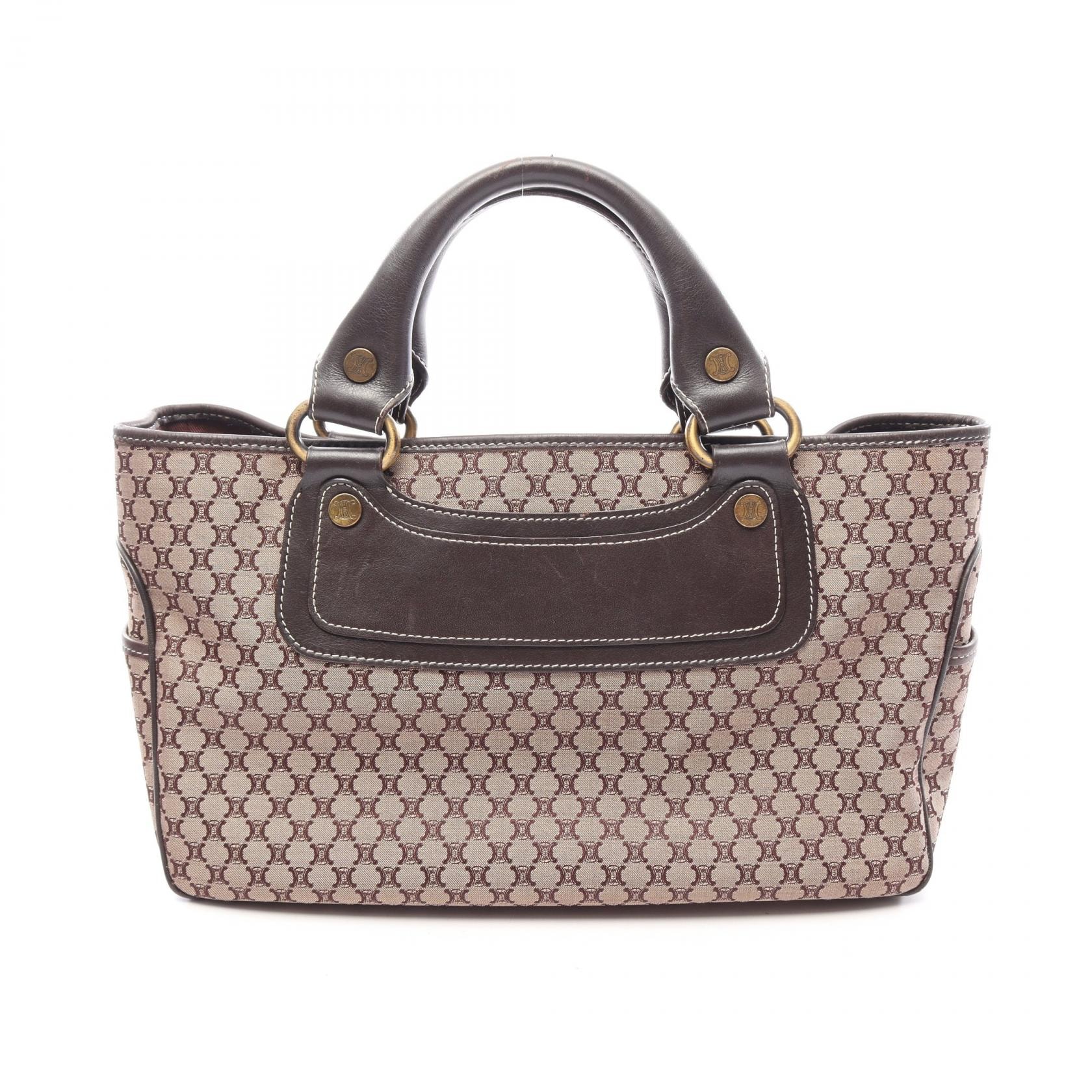 セリーヌ CELINE ブギーバッグ マカダム ハンドバッグ バッグ キャンバス レザー レディース ベージュ系 / ブラウン系 【中古】