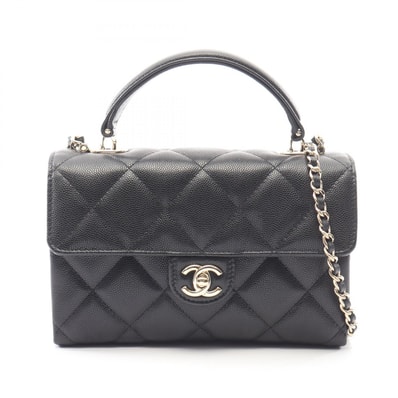 シャネル CHANEL トップハンドル マトラッセ 2WAY ショルダーバッグ バッグ キャビアスキン(グレインドカーフ) レディース ブラック系 AP4568 【中古】
