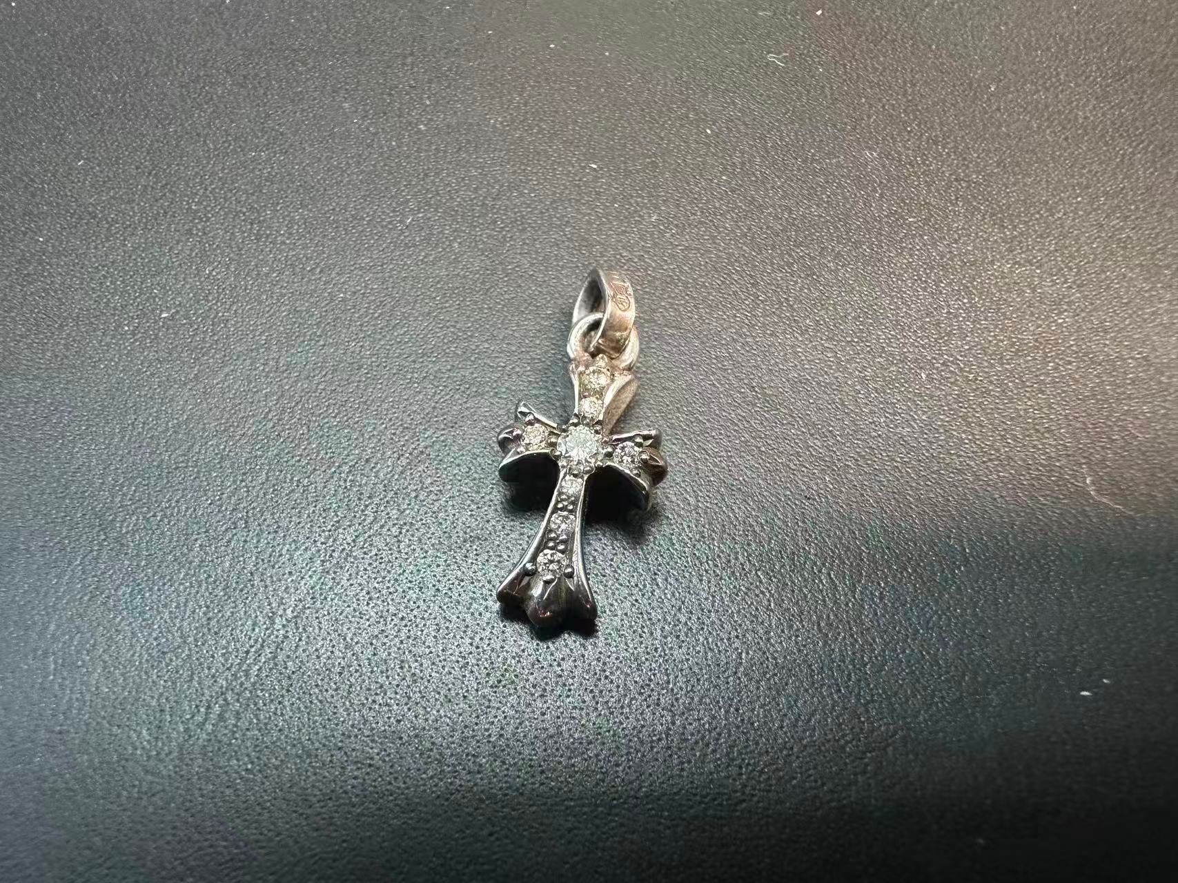 Chrome Hearts Cross Baby Fat Charm Pave Diamond "Silver"