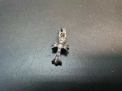 Chrome Hearts Cross Baby Fat Charm Pave Diamond "Silver"