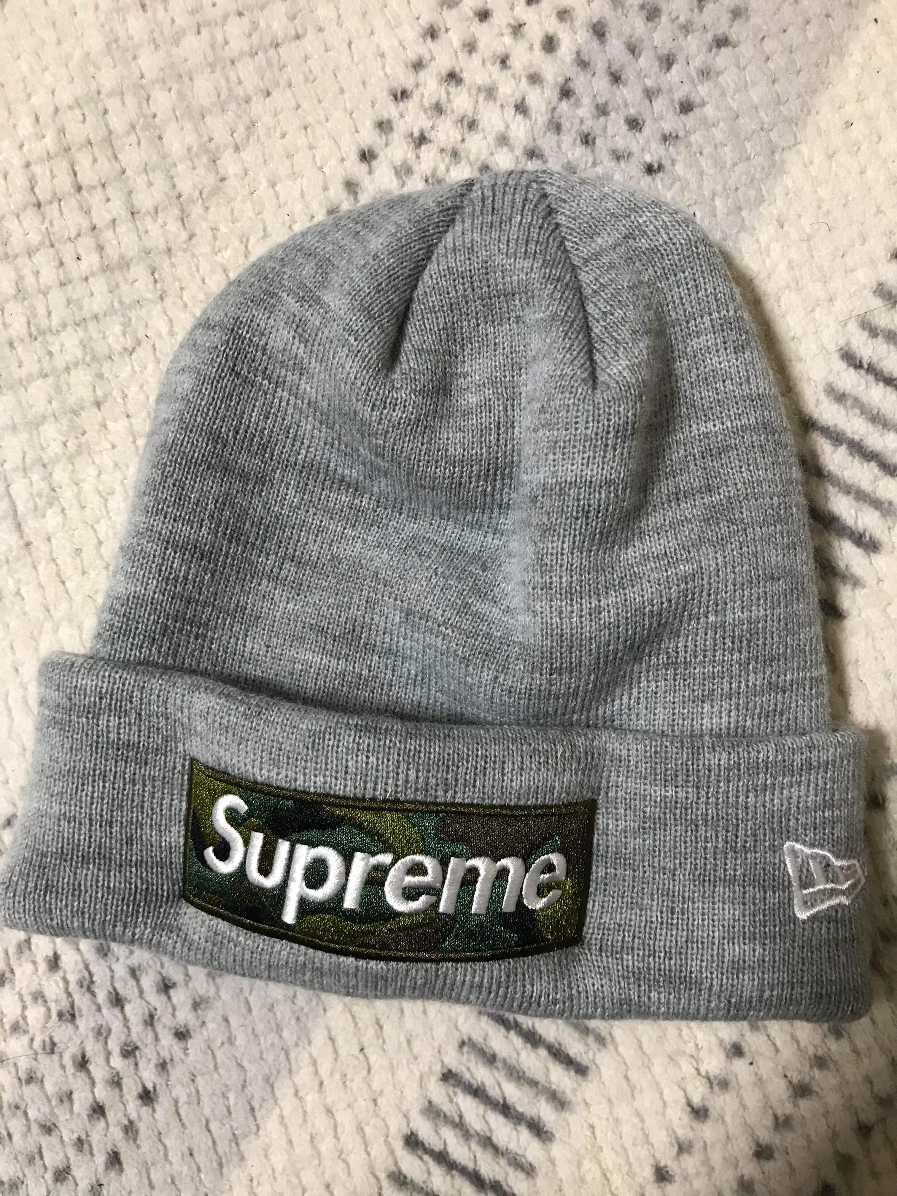Supreme New Era Box Logo Beanie "Heather Grey" (23FW)