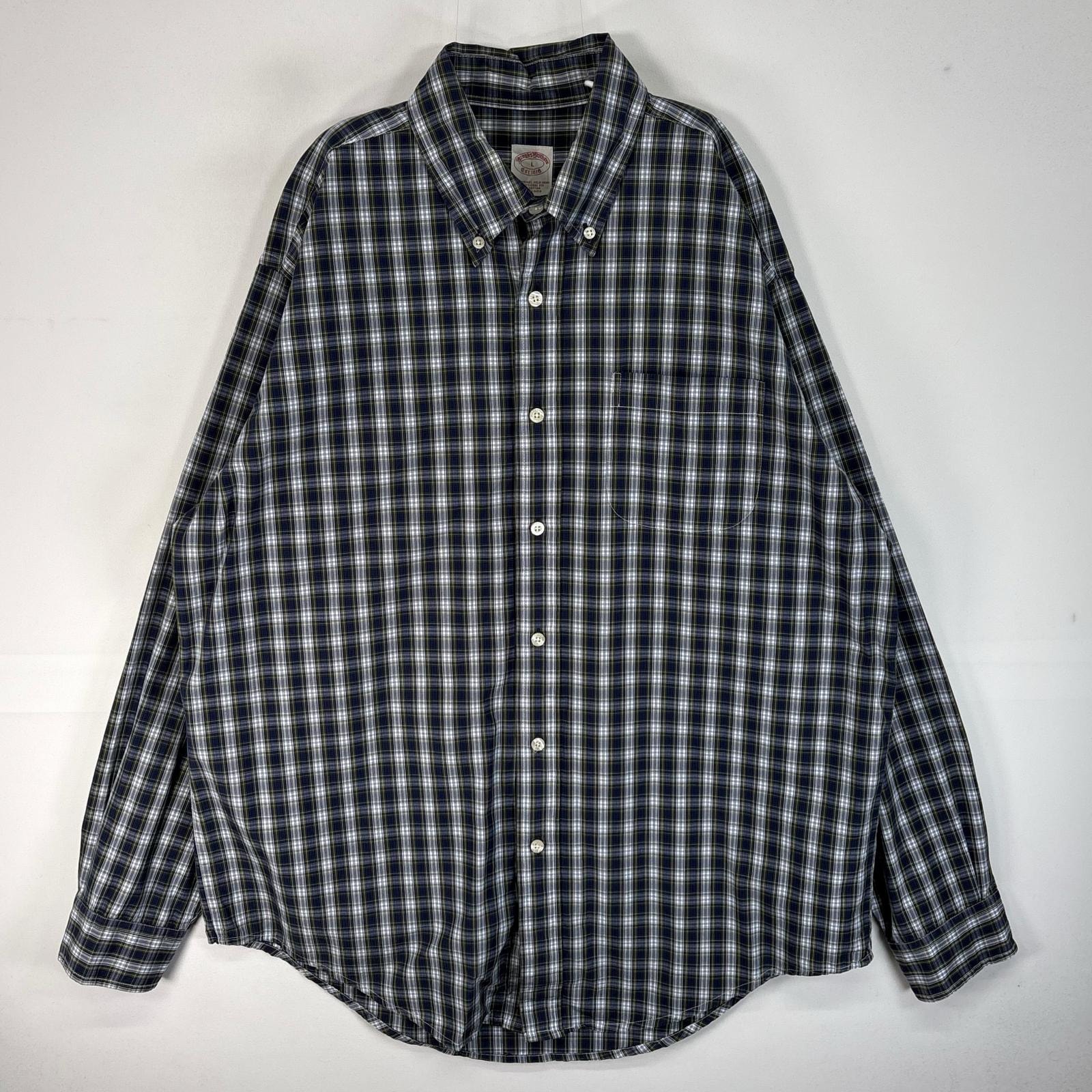 古着 ブルックスブラザーズ Brooks Brothers 長袖シャツ チェック 胸ポケ TRADITIONAL FIT L ネイビー系 マルチカラー メンズ
