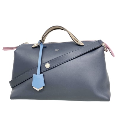 【6ic3016】フェンディ ハンドバッグ バイザウェイ レザー ネイビー シルバー金具 2wayバッグ【中古】レディース