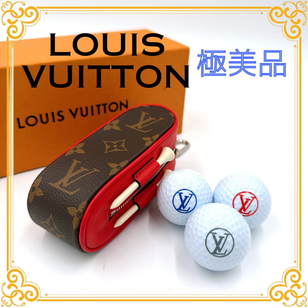 ■極美品■ LOUIS VUITTON ルイヴィトン GI0297 モノグラム ゴルフセット アンドリュース ブラウン レッド ゴルフボール ティーケース