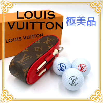 ■極美品■ LOUIS VUITTON ルイヴィトン GI0297 モノグラム ゴルフセット アンドリュース ブラウン レッド ゴルフボール ティーケース