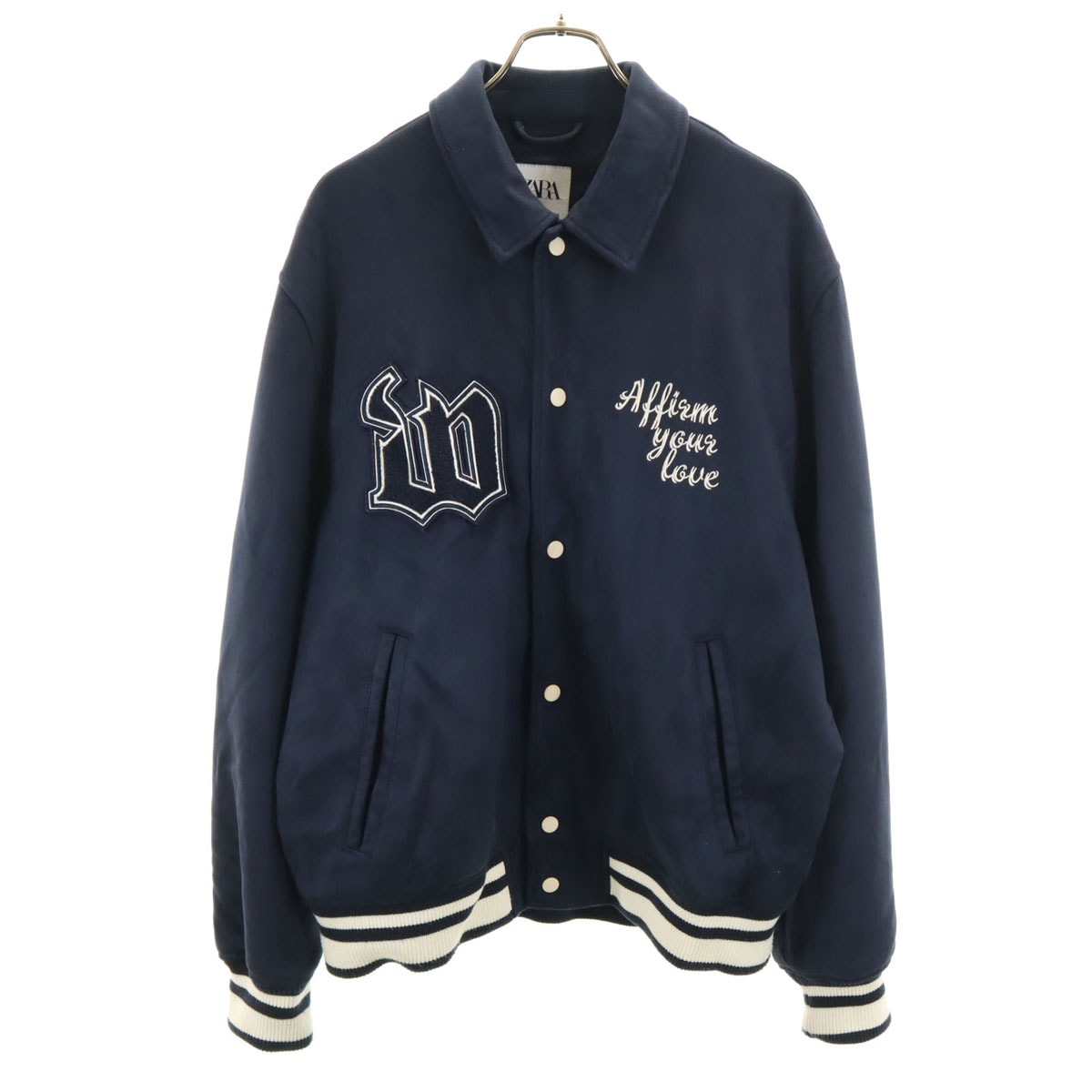 ZARA ザラ フェイクレザー ブルゾン XL ネイビー系