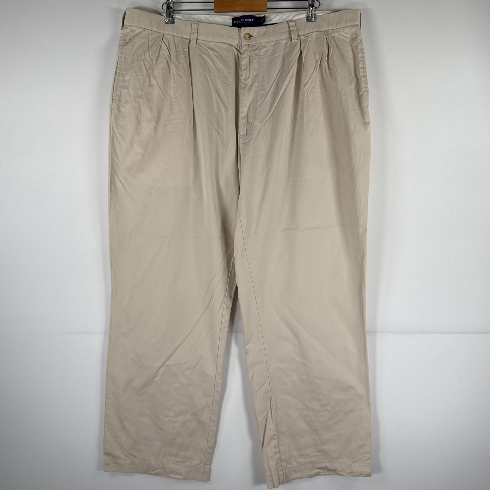 古着 ラルフローレン RALPH LAUREN チノパンツ ポロチノ ワンポイント スラックス 大きいサイズ ゴルフ w42 L32  ベージュ メンズ
