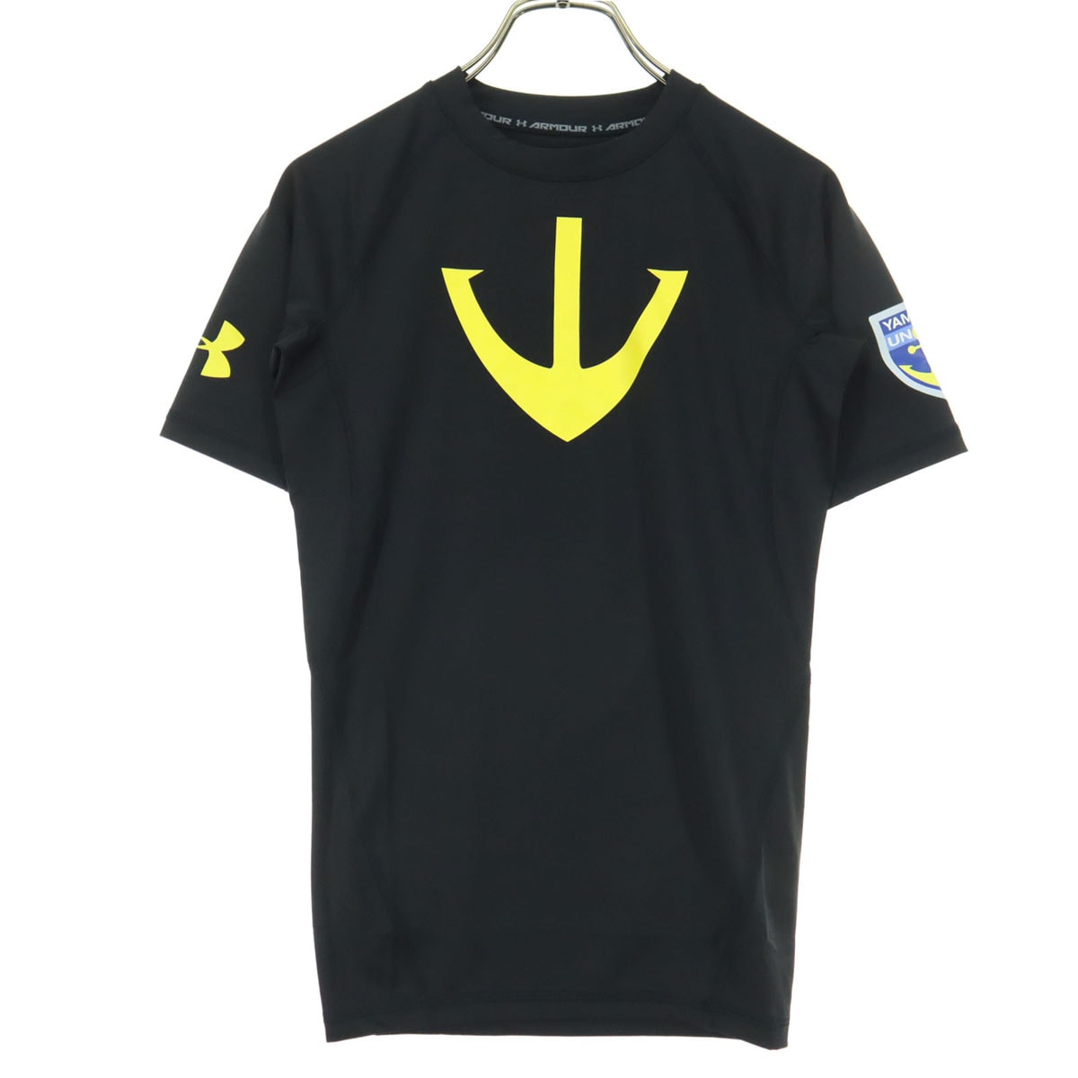 未使用 UNDER ARMOUR アンダーアーマー 宇宙戦艦ヤマトコラボ プリント 半袖 ストレッチ Tシャツ SM ブラック 薄手 袋付き
