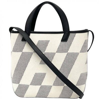 HERMES エルメス 2WAY H アン ビエ 27 ハンドバッグ ショルダーバッグ メンズ レディース Z刻印 キャンバス レザー ベージュ ブラック 黒 ユニセックス 2021年【中古品】