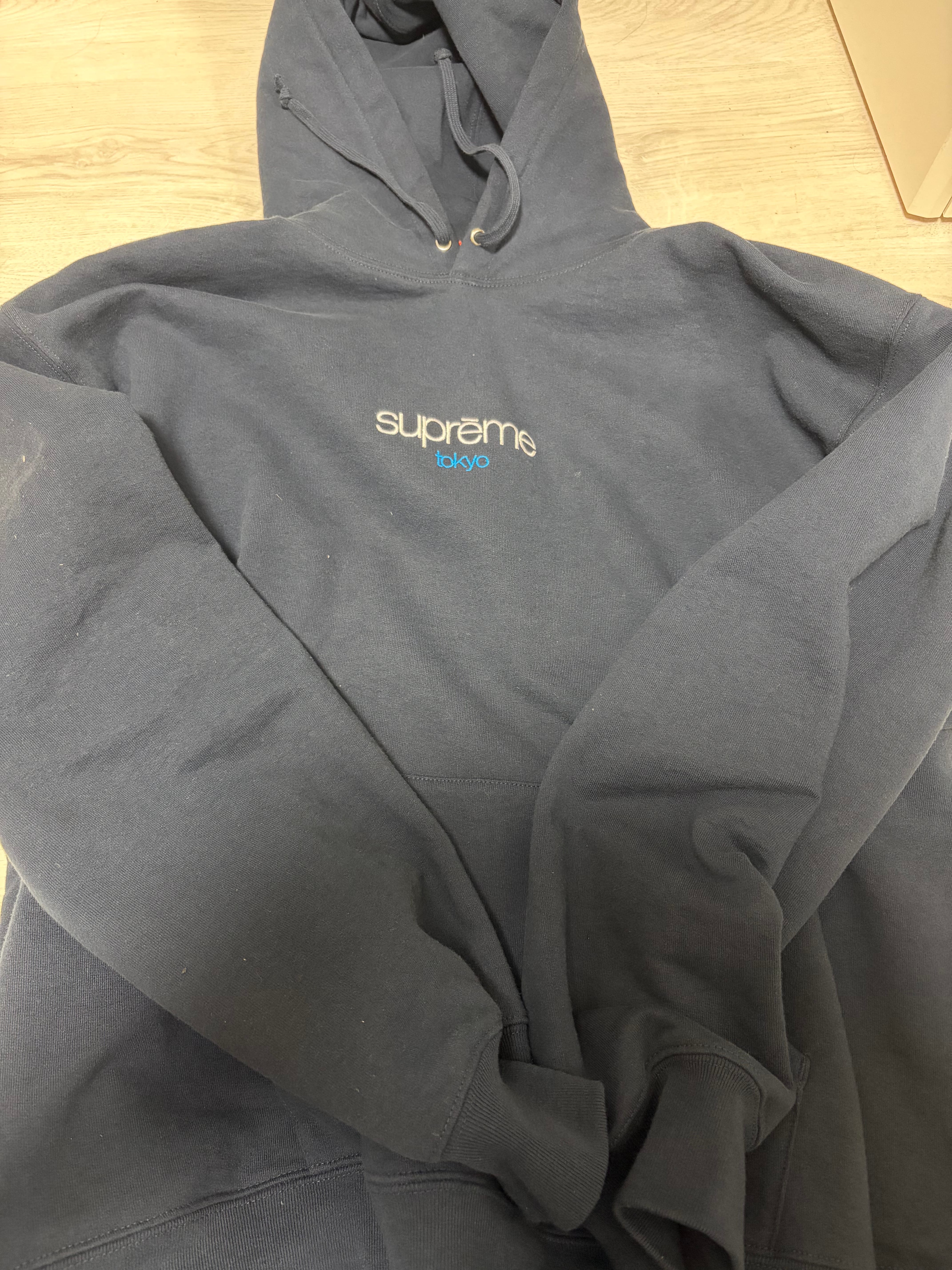 Supreme Classic Logo Shop Hooded Sweatshirt (Tokyo) "Navy"