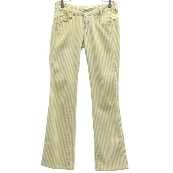 DIESEL ディーゼル ストライプ ボタンフライ ブーツカットデニムパンツ 26 ブルー系