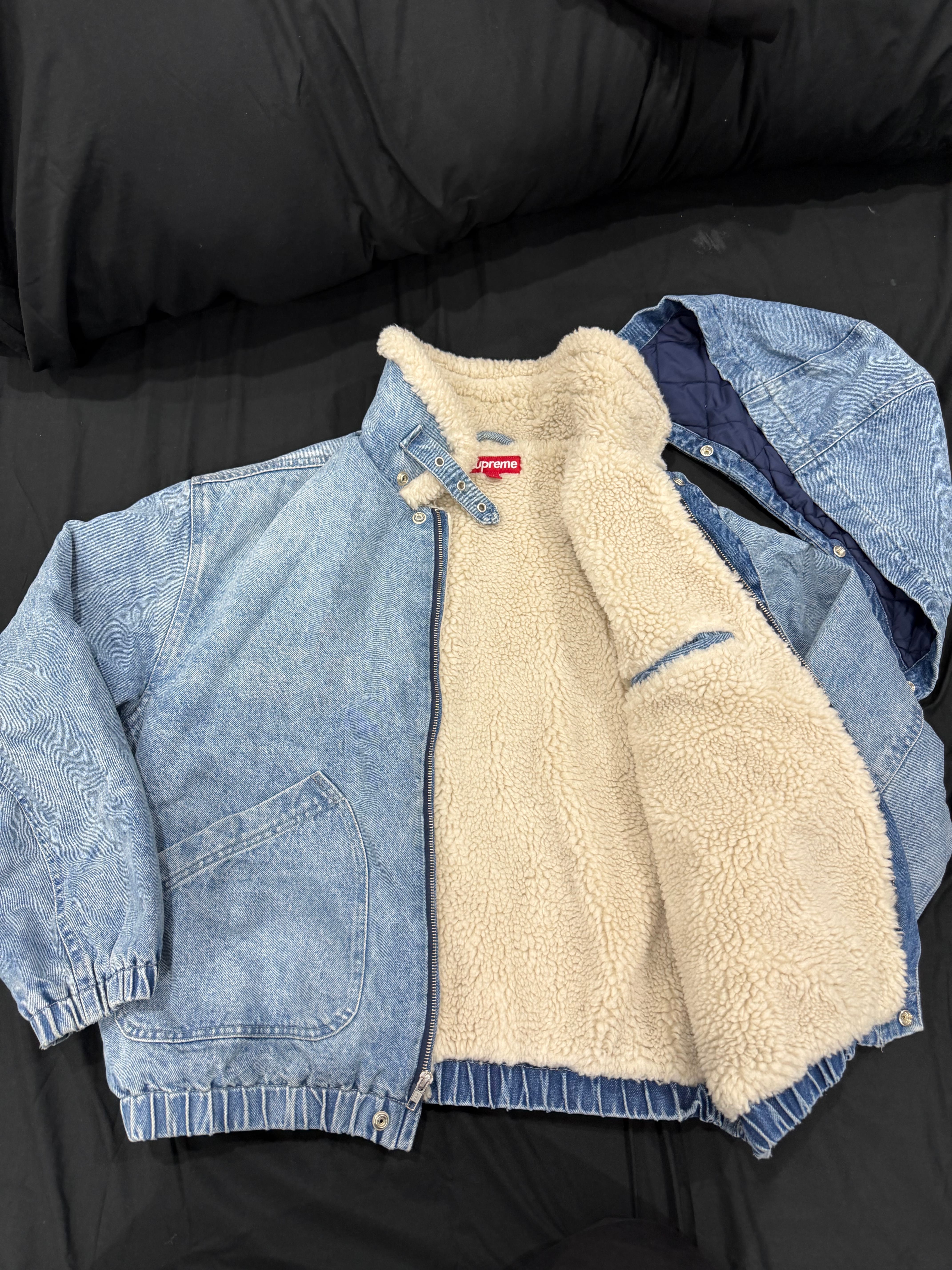 Supreme Faux Shearling Lined Bomber Jacket "Denim"