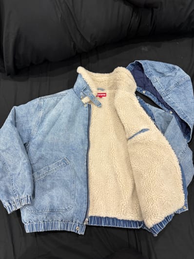 Supreme Faux Shearling Lined Bomber Jacket "Denim"