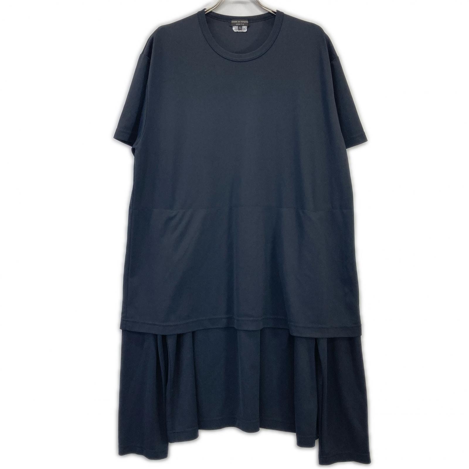 コムデギャルソンオムプリュス ブラック PM-T043 24SS ドッキングTシャツ XL