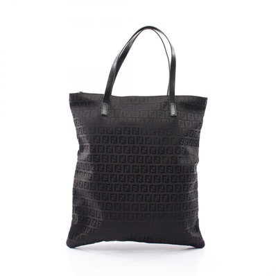フェンディ FENDI ズッキーノ トートバッグ バッグ キャンバス レザー レディース ブラック系 7VA043 【中古】
