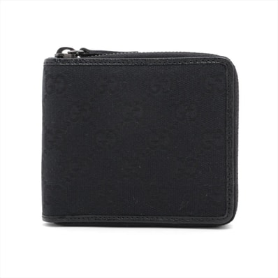 ■美品 グッチ141850 二つ折り 財布 レザー×キャンバス