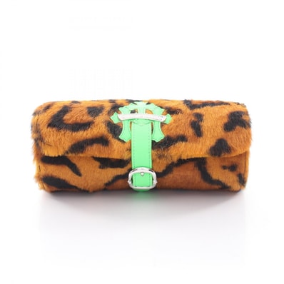 Chrome Hearts Jewelry Roll 3 Cemetery Cross Patch Leopard Jewelry Case "Light Brown/Light Green"