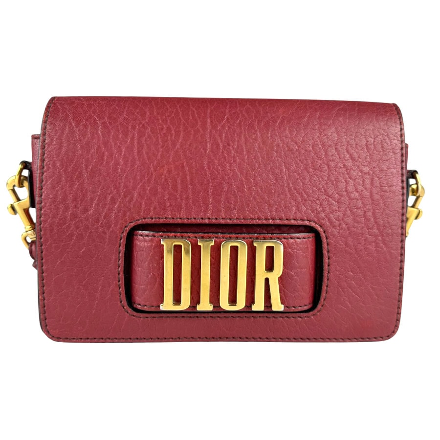 クリスチャンディオール Christian Dior ショルダーバッグ レザー ダークレッド ゴールド レディース【中古】 z9198