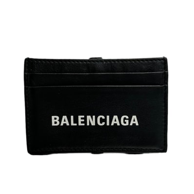 美品 BALENCIAGA バレンシアガ エブリデイ ブラック レザー カードケース パスケース S1-00098 【中古】