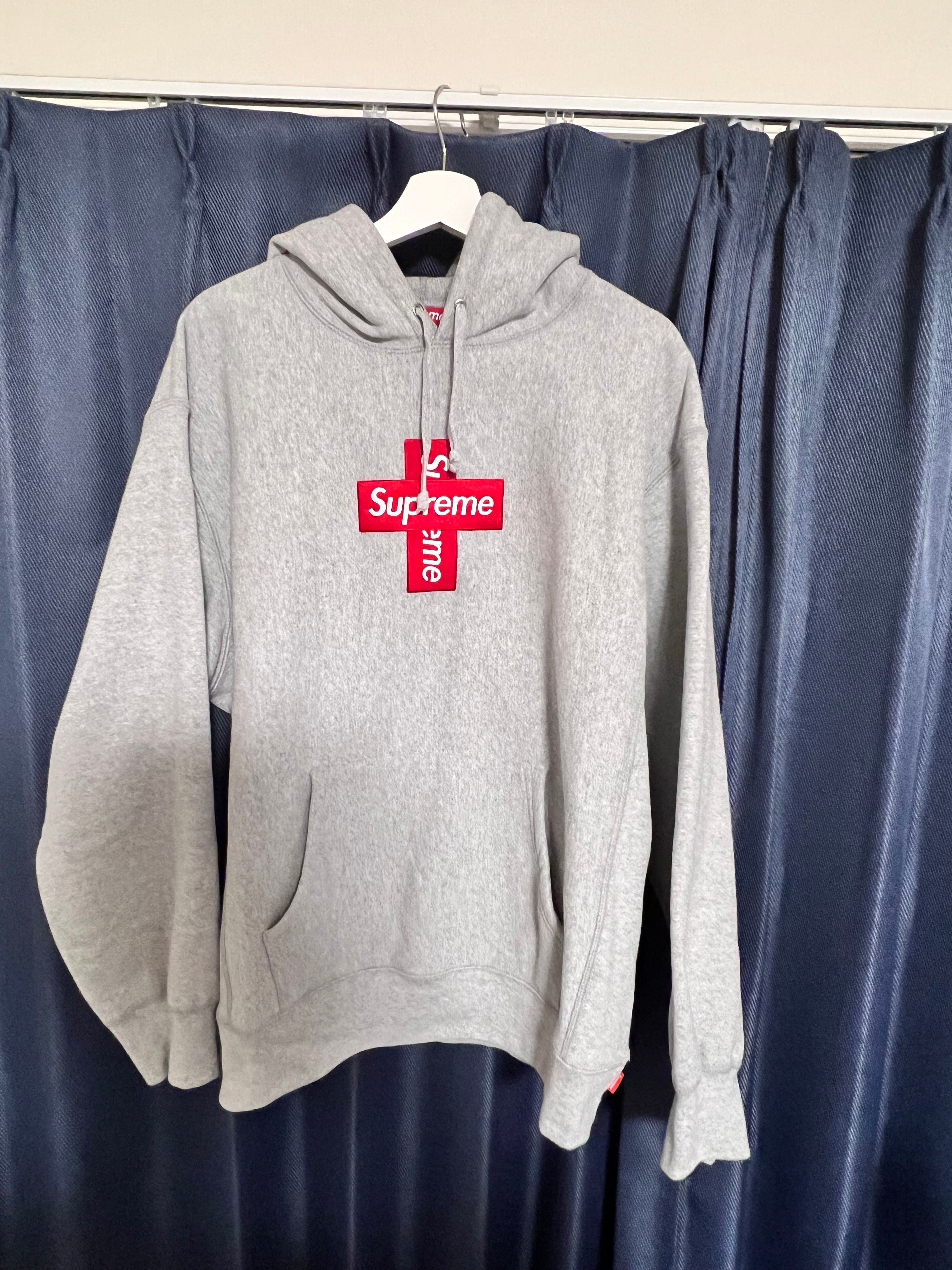 Supreme Cross Box Logo Hooded Sweatshirt "Grey"