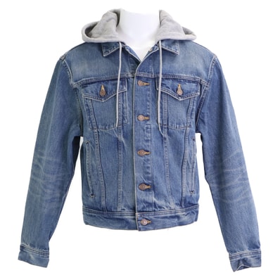 セリーヌ 【新品同様/国内正規】2Q472930F フード付き CELINEプリント入 ルーズ トラッカージャケット S