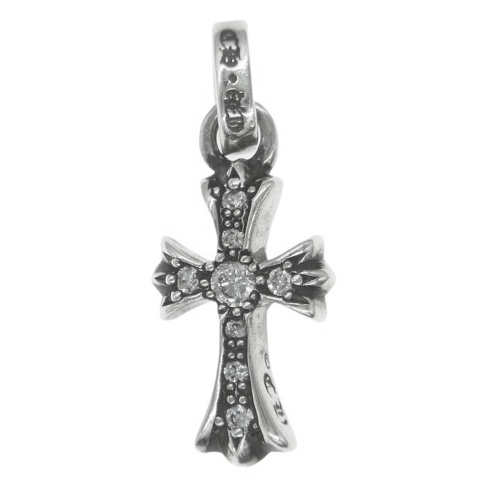Chrome Hearts Baby Fat Cross Pave Diamond Charm "Silver"