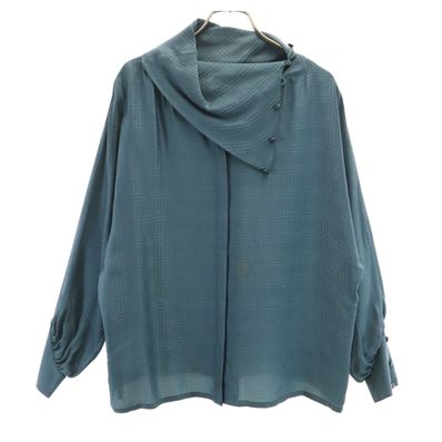 Christian Dior クリスチャンディオール 90s シルク オールド 長袖 ブラウス S チャコールグレー系 シャツ