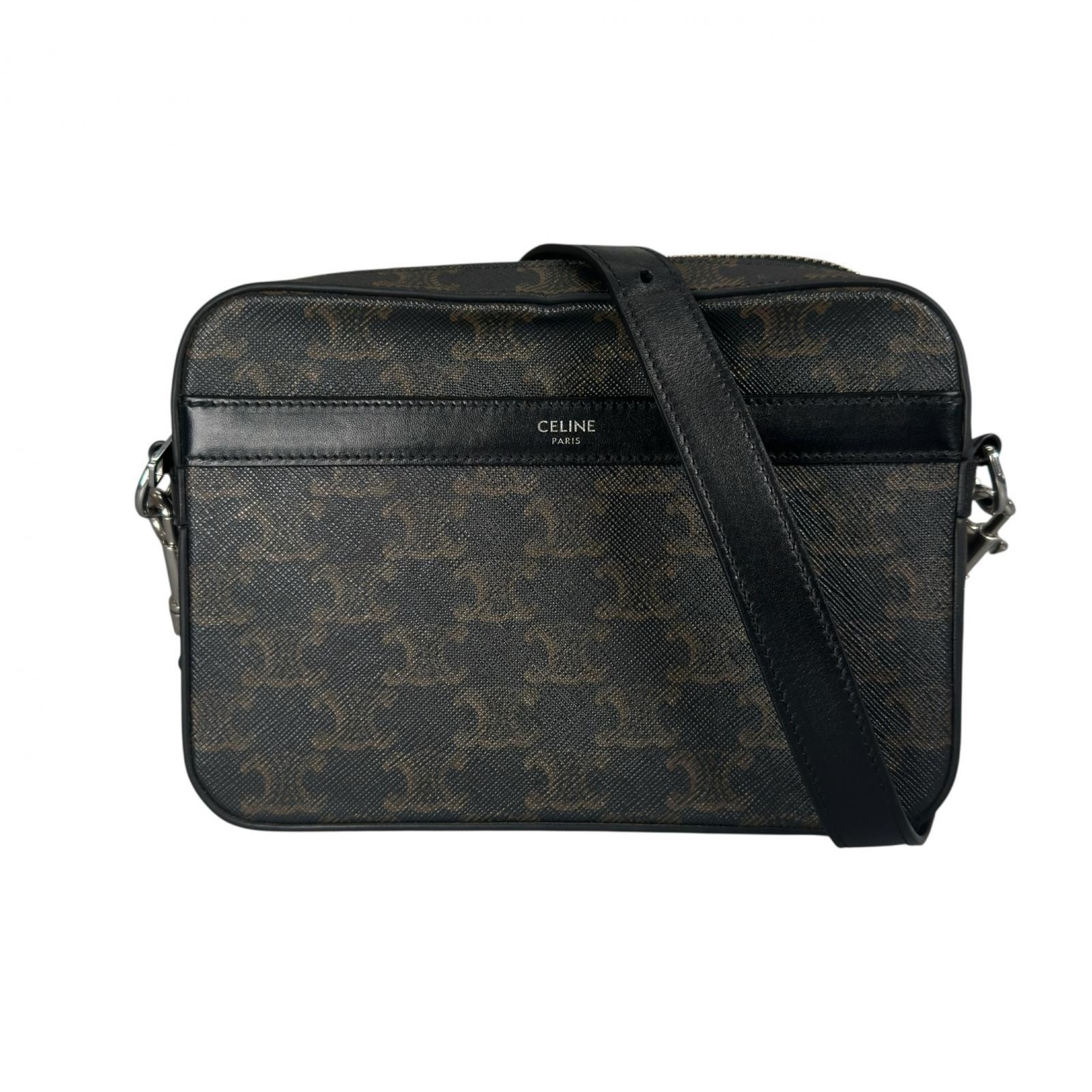 美品 CELINE セリーヌ スモール メッセンジャー 113942EVJ ショルダーバッグ PVCコーティングキャンバス ブラック ユニセックス【中古】