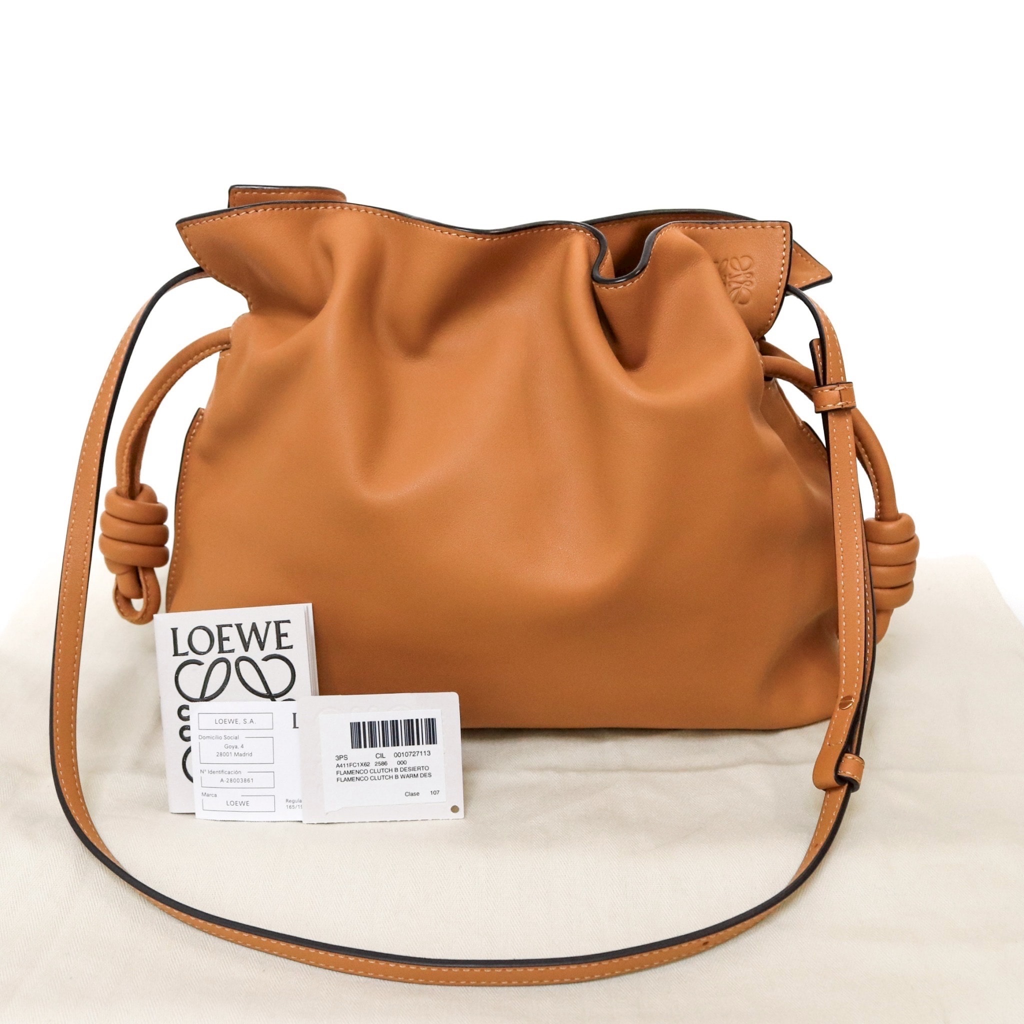 【極品】LOEWE ロエベ フラメンコクラッチ ミディアム バッグ キャメル