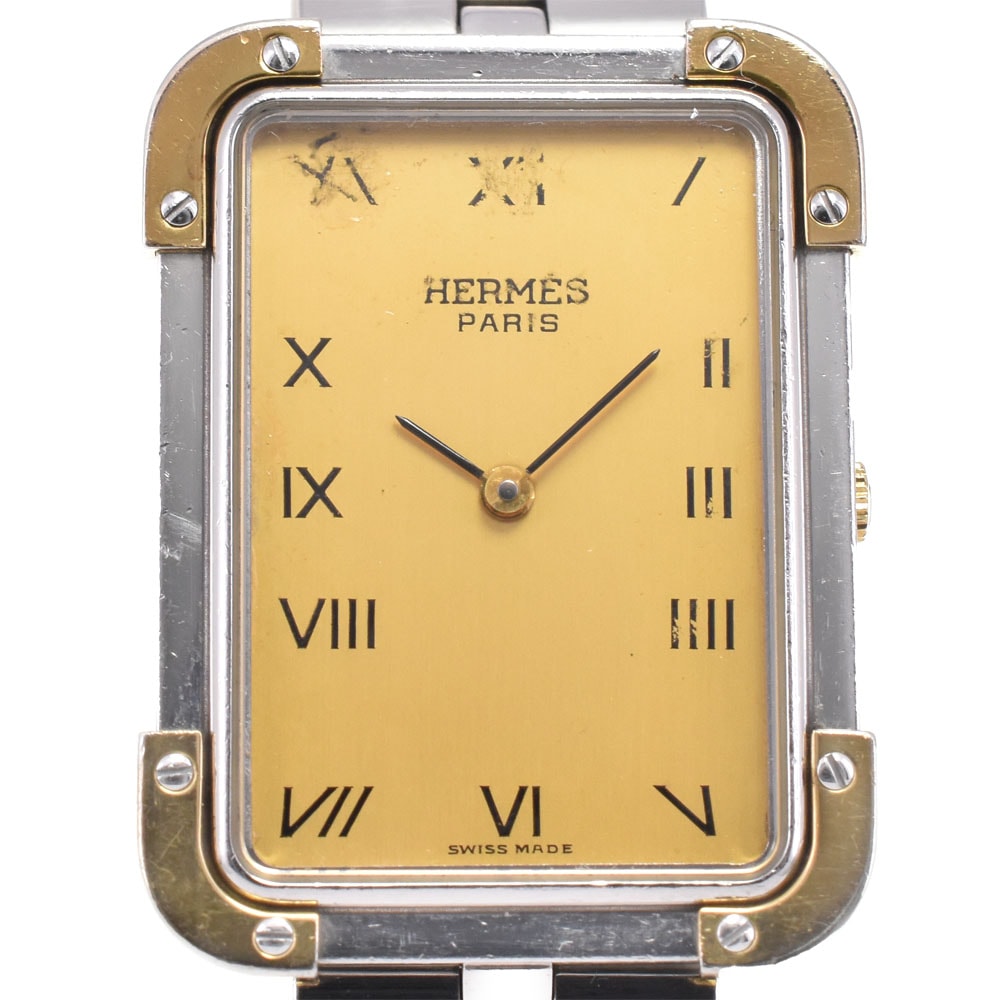 値下 エルメス HERMES クロアジュール SS/GP クォーツ レディース E#144111