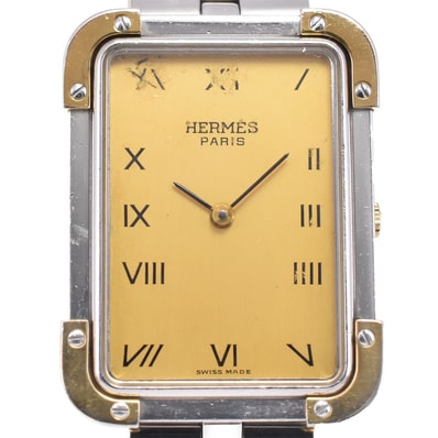 値下 エルメス HERMES クロアジュール SS/GP クォーツ レディース E#144111