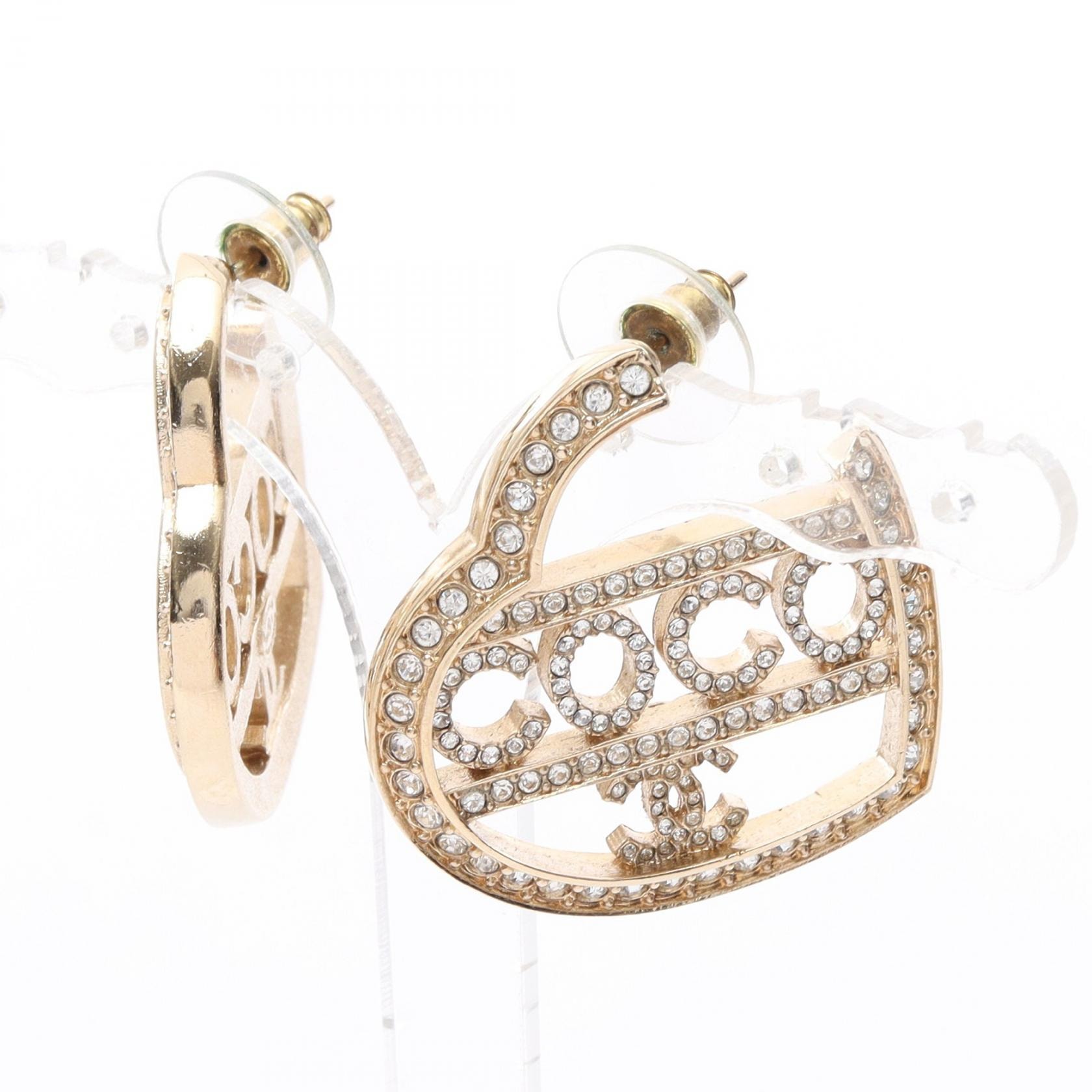 シャネル CHANEL COCO ココマーク ピアス ジュエリー GP(ゴールドメッキ) ラインストーン レディース ゴールド系 【中古】