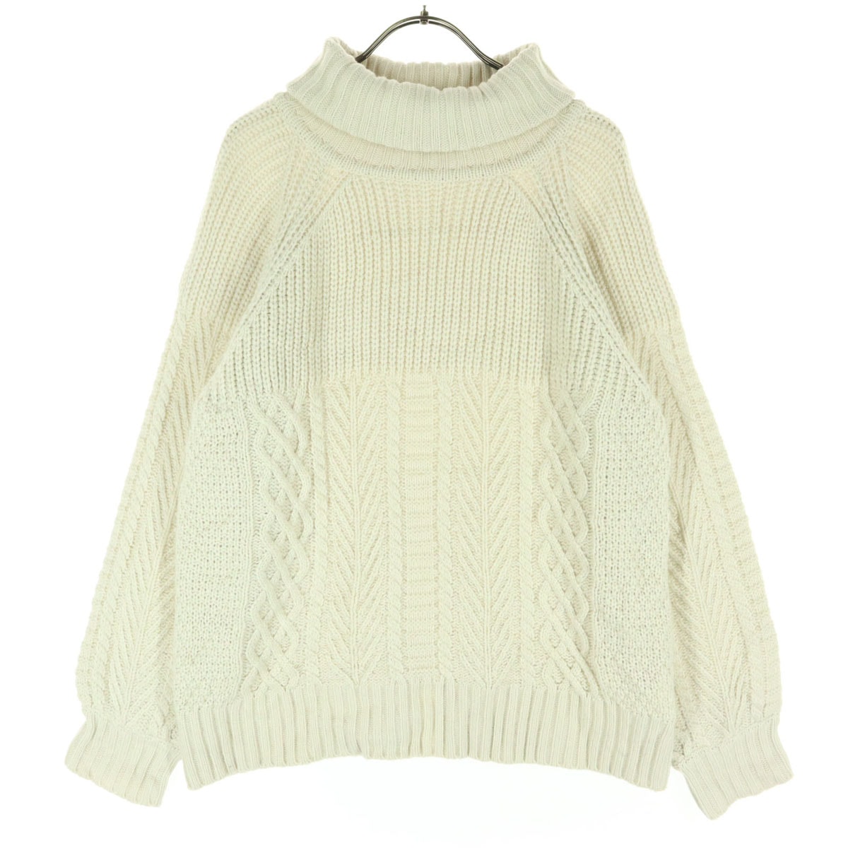 美品 BEAMS HEART ビームスハート フィッシャーマン 長袖 タートルネック ニット オフホワイト