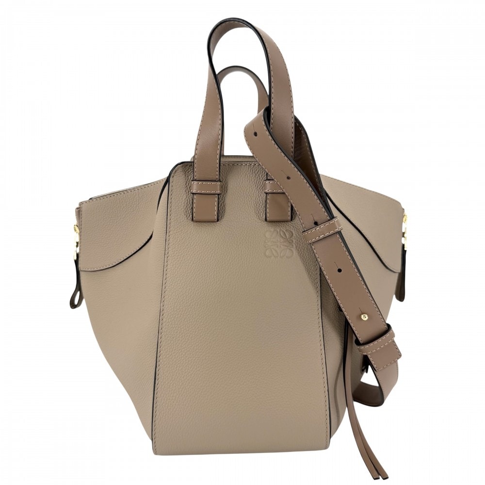 LOEWE ロエベ 2WAY ハンモックバッグスモール ショルダーバッグ ハンドバッグ 肩掛け 斜め掛け カーフ    ベージュ ゴールド金具 レディース【中古品】
