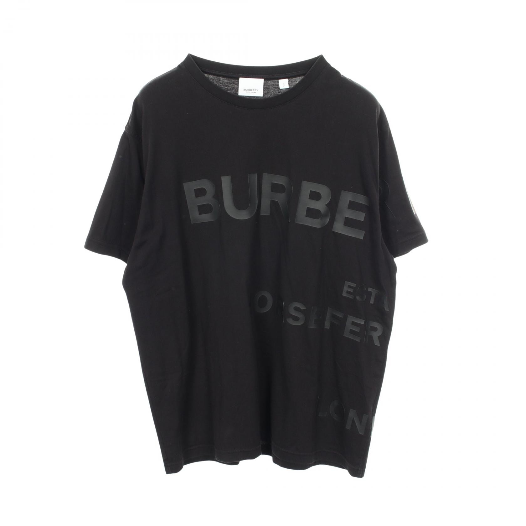 バーバリー BURBERRY ロゴ クルーネック 半袖Tシャツ 衣料品 トップス コットン メンズ ブラック系 8032299 【中古】