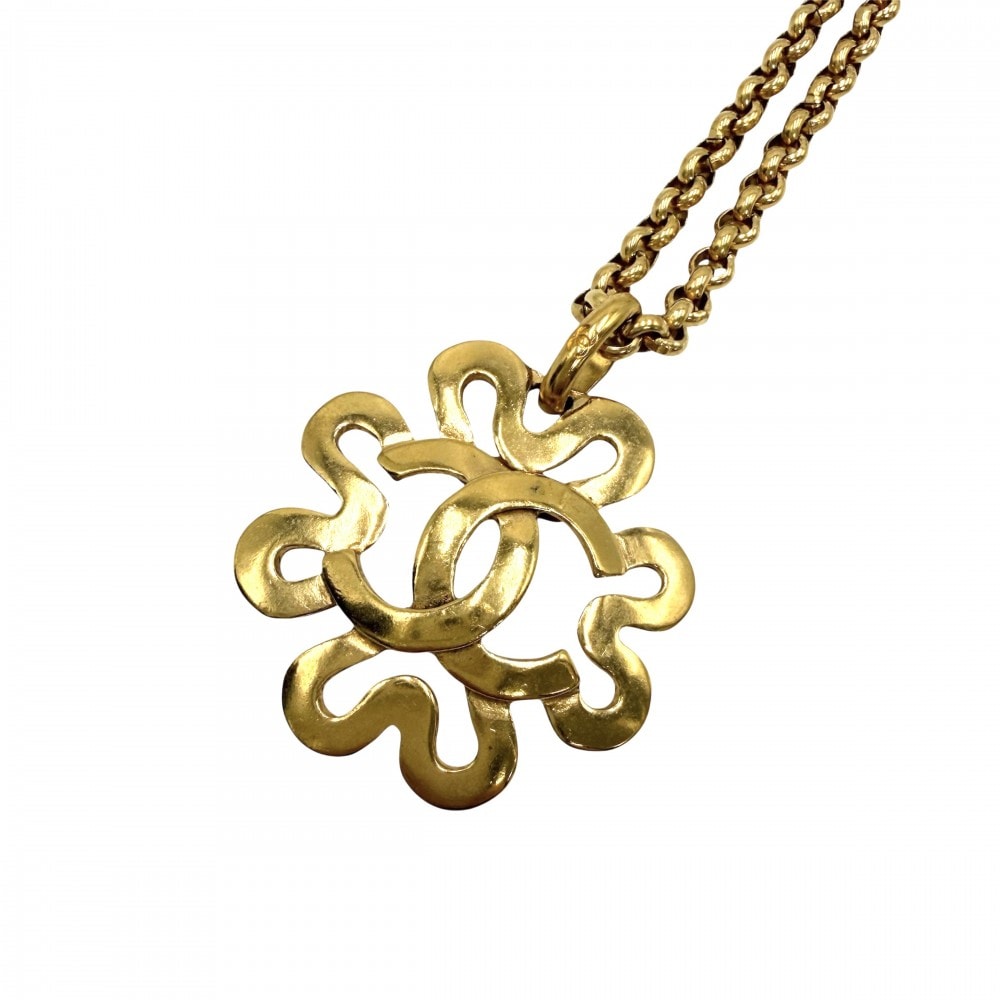 CHANEL シャネル ネックレス ヴィンテージ フラワー ココマーク アクセサリー ゴールド ロングネックレス GP 95P レディース 約50.6g 1995年【中古品】