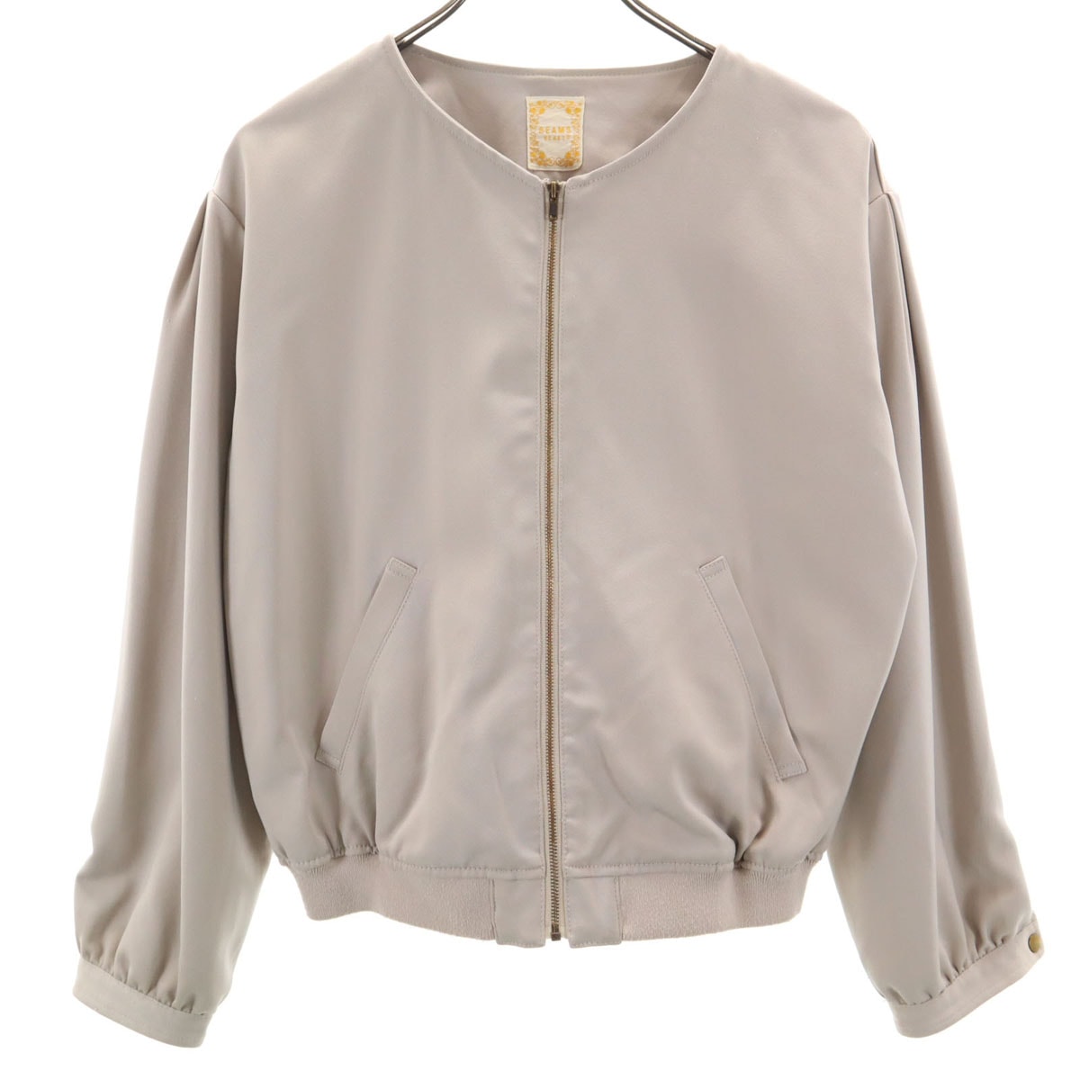 BEAMS HEART ビームスハート ノーカラージャケット グレージュ