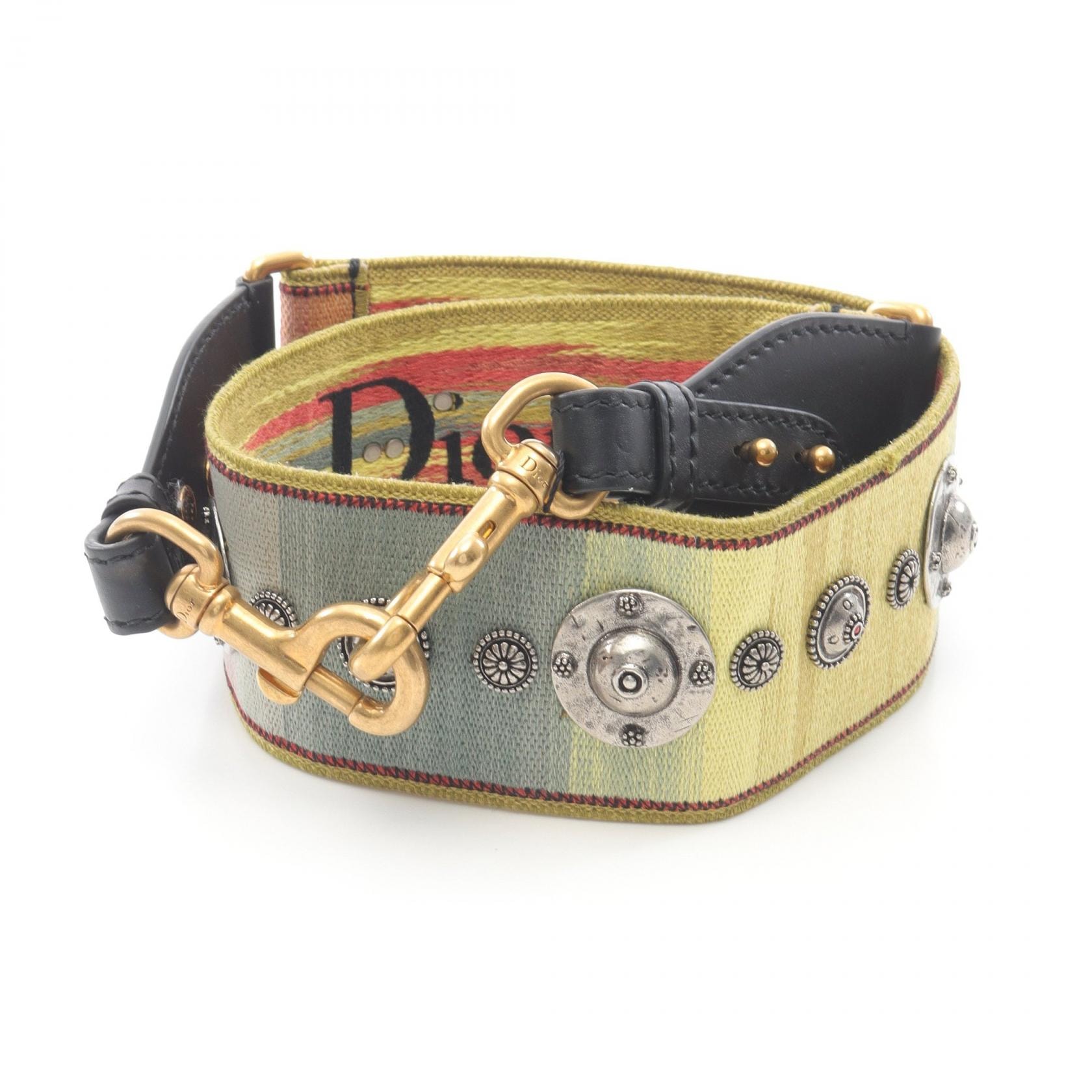 ディオール Dior メダリオン エンブロイダリー ショルダーストラップ アクセサリー キャンバス レザー レディース ブラック系 / マルチカラー S8534CRRR884 【新品】