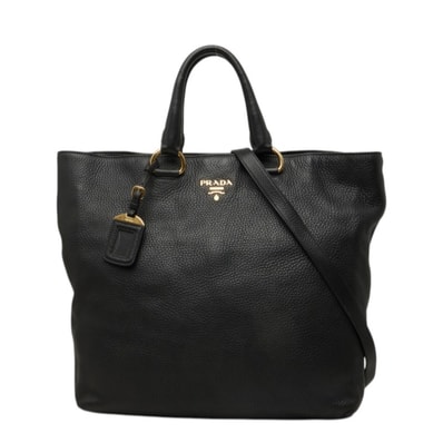プラダ ヴィッテロフェニックス トートバッグ ショルダーバッグ 2WAY ブラック レザー レディース PRADA 中古