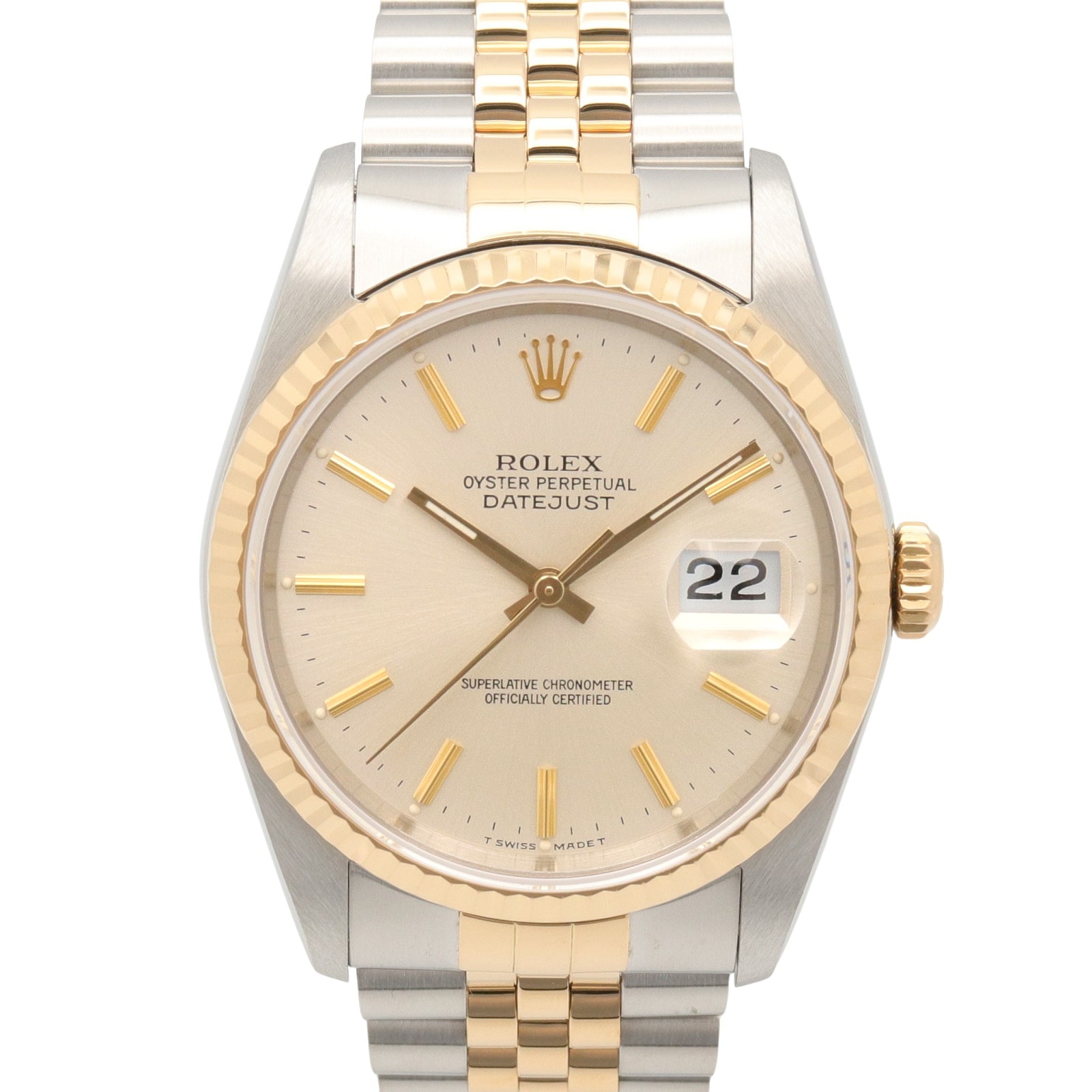 ロレックス ROLEX デイトジャスト L番 腕時計 時計 K18(イエローゴールド) ステンレススチール メンズ シルバー系 バー 16233 【中古】