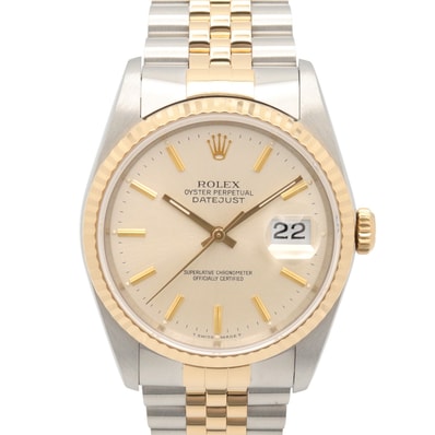 ロレックス ROLEX デイトジャスト L番 腕時計 時計 K18(イエローゴールド) ステンレススチール メンズ シルバー系 バー 16233 【中古】